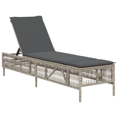 vidaXL Lettino Prendisole 2 pz con Cuscini Grigio Chiaro in Polyrattan