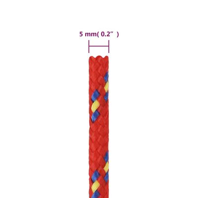 vidaXL Corda per barca Rossa 5 mm 100 m in Polipropilene