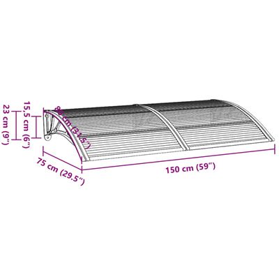 vidaXL Tettoia per Porta Nero e Trasparente 300x75 cm in Policarbonato