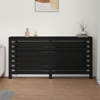 vidaXL Copertura Termosifone Nera 169x19x84 cm Legno Massello di Pino