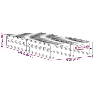 vidaXL Letto senza Materasso Bianco 90x200 cm Legno Massello di Pino