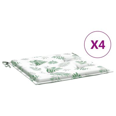 vidaXL Cuscini per Sedia 4pz Motivo a Foglie 50x50x3 cm in Tessuto