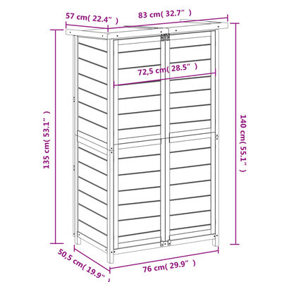 vidaXL Rimessa da Giardino Moka 83x57x140 cm in Legno Massello di Pino