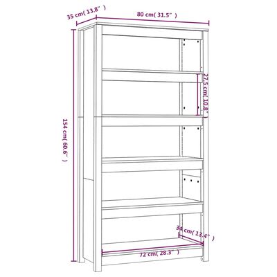 vidaXL Libreria 80x35x154 cm in Legno Massello di Pino