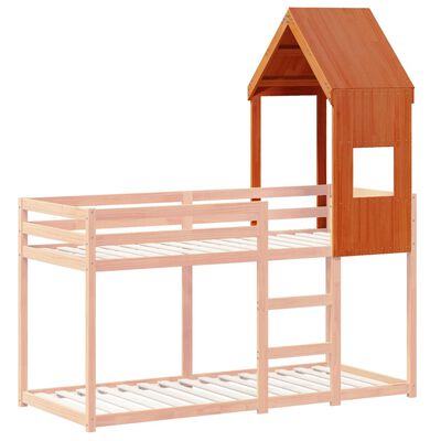 vidaXL Tetto Letto Bambini Marrone Cera 55x84x132 Legno Massello Pino