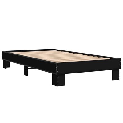 vidaXL Giroletto Nero 75x190 cm in Legno Multistrato e Metallo