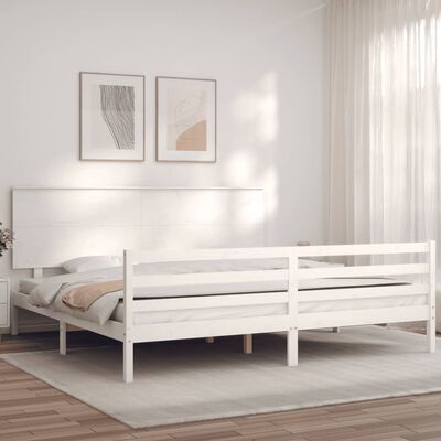 vidaXL Giroletto con Testiera Bianco 200x200 cm in Legno Massello