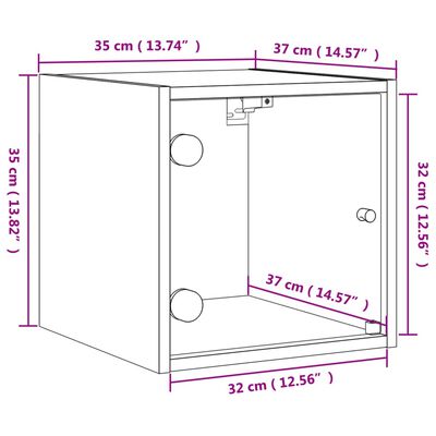 vidaXL Comodini con Ante in Vetro 2pz Grigio Cemento 35x37x35 cm