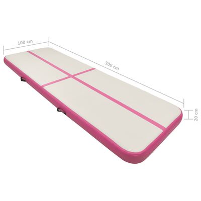 vidaXL Tappetino Ginnastica Gonfiabile con Pompa 300x100x20cm PVC Rosa