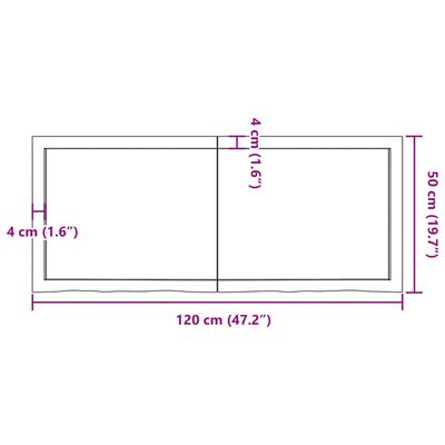 vidaXL Ripiano a Parete 120x50x(2-4) cm Massello Rovere Non Trattato