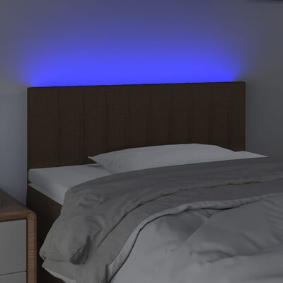 vidaXL Testiera a LED Marrone Scuro 100x5x78/88 cm in Tessuto