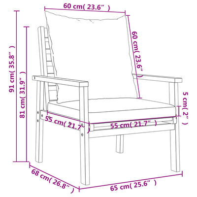 vidaXL Set Salotto da Giardino 5 pz con Cuscini Legno Massello Acacia