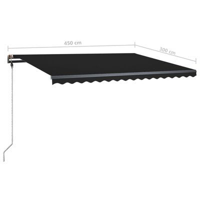 vidaXL Tenda da Sole Retrattile Manuale con LED 450x300 cm Antracite