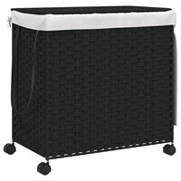 vidaXL Cesto Portabiancheria con Ruote Nero 60x35x60,5 cm Rattan