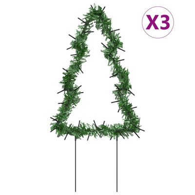 vidaXL Decorazioni Luminose Natalizie Picchetti 3pz Albero 50LED 30cm