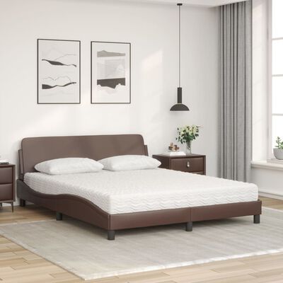 vidaXL Letto con Materasso Marrone 160x200cm in Similpelle