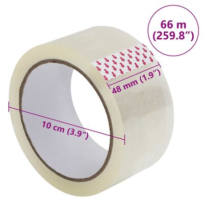 vidaXL Nastro da Imballaggio 12pz Trasparente 48 mm x 66 m