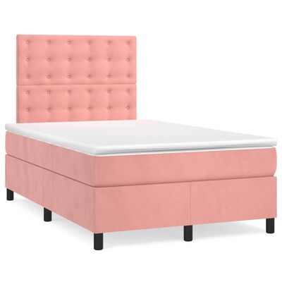 vidaXL Letto a Molle con Materasso e LED Rosa 120x190 cm in Velluto