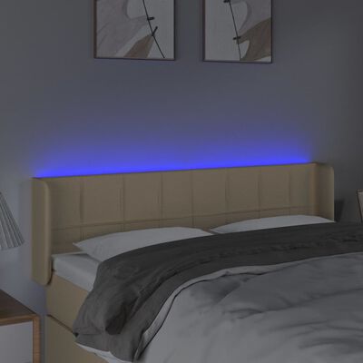 vidaXL Testiera a LED Crema 147x16x78/88 cm in Tessuto