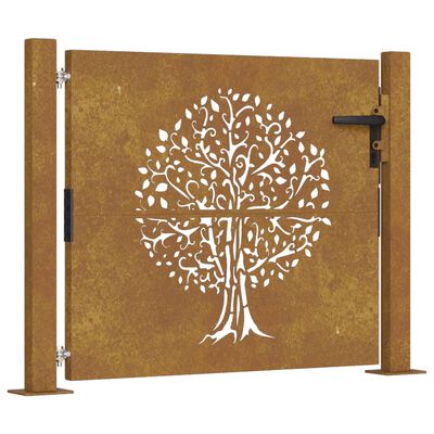 vidaXL Cancello da Giardino 105x105 cm in Acciaio Corten Design Albero