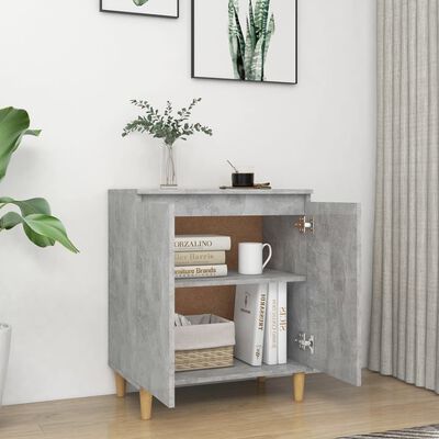 vidaXL Credenza Gambe Massello Grigio Cemento 60x35x70cm Multistrato