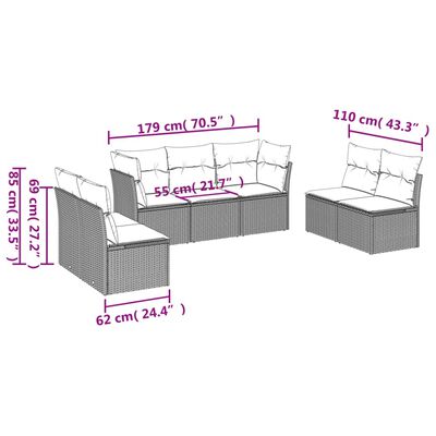 vidaXL Set Divani da Giardino 7 pz con Cuscini Beige in Polyrattan