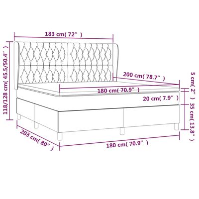 vidaXL Giroletto a Molle con Materasso Grigio Chiaro 180x200cm Velluto