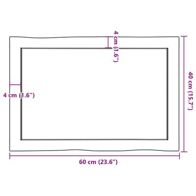 vidaXL Piano per Tavolo 60x40x(2-6) cm Rovere Non Trattato Bordi Vivi