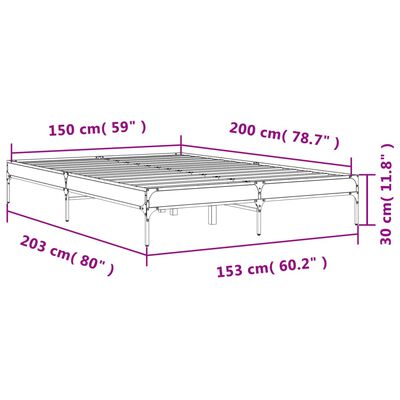 vidaXL Giroletto Grigio Sonoma 150x200 cm in Legno Multistrato Metallo