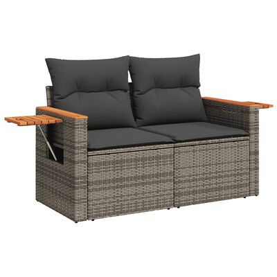 vidaXL Set Divano da Giardino 6 pz con Cuscini Grigio in Polyrattan