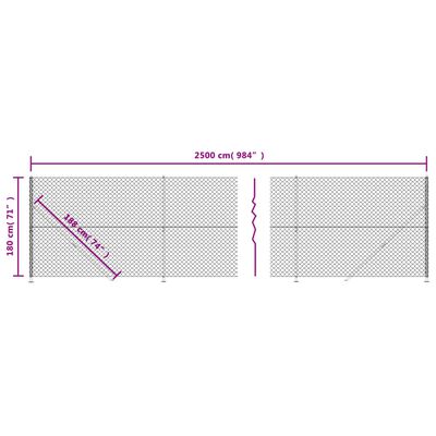 vidaXL Recinzione a Rete con Flangia Antracite 1,8x25 m