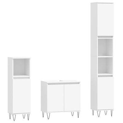 vidaXL Set Mobili da Bagno 3 pz Bianco in Legno Multistrato