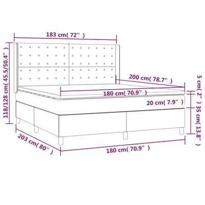 vidaXL Giroletto a Molle con Materasso Marrone Scuro 180x200cm Tessuto