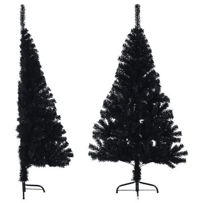 vidaXL Albero di Natale Artificiale a Metà con Base Nero 120 cm PVC