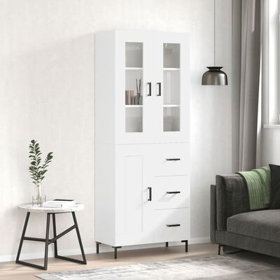 vidaXL Credenza Bianco Lucido 69,5x34x180 cm in Legno Multistrato