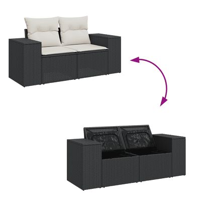 vidaXL Set Divano da Giardino 6 pz con Cuscini Nero in Polyrattan