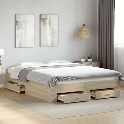 vidaXL Giroletto Cassetti Rovere Sonoma 140x200 cm Legno Multistrato