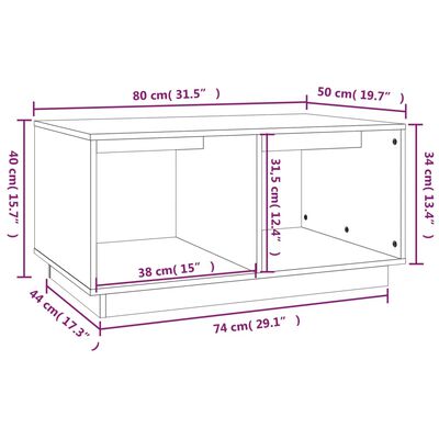 vidaXL Tavolino da Salotto ambra 80x50x40 cm Legno Massello di Pino