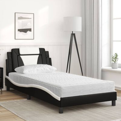 vidaXL Letto con Materasso Nero e Bianco 100x200 cm in Similpelle