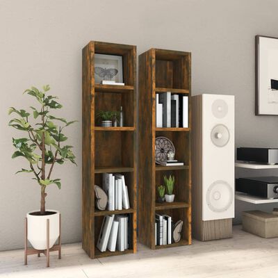 vidaXL Mobili Porta CD 2pz Rovere Fumo 21x16x93,5cm Legno