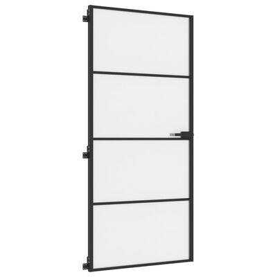 vidaXL Porta Interni Sottile Nera 93x201,5cm Vetro Temperato Alluminio