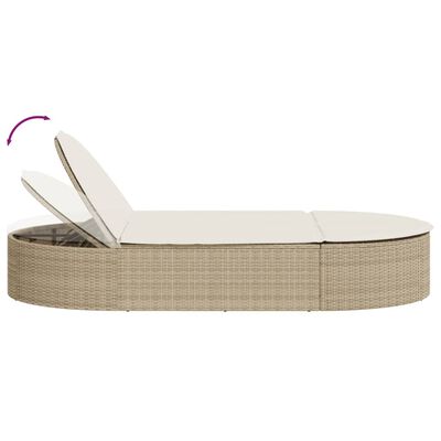 vidaXL Lettino Prendisole con Cuscini Beige in Polyrattan