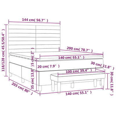 vidaXL Giroletto a Molle con Materasso Rosa 140x200 cm in Velluto