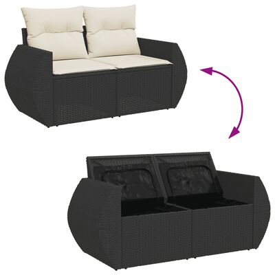 vidaXL Set Divani da Giardino 11 pz con Cuscini in Polyrattan Nero