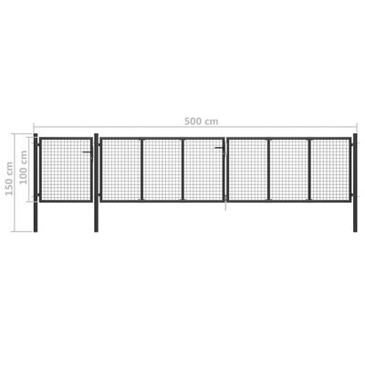 vidaXL Cancello per Giardino in Acciaio 500x100 cm Antracite