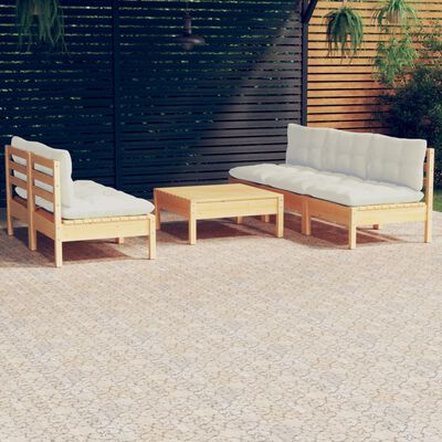 vidaXL Set Salotto da Giardino 6 pz con Cuscini Crema Legno di Pino