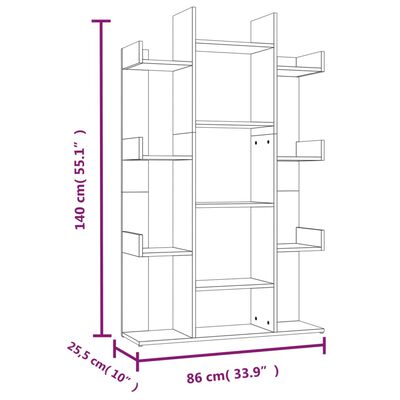 vidaXL Libreria Rovere Fumo 86x25,5x140 cm in Legno Multistrato