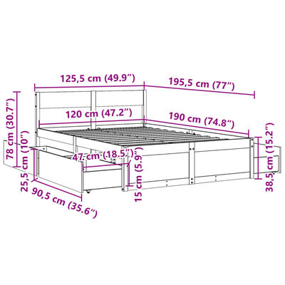 vidaXL Letto senza Materasso Bianco 120x190 cm Legno Massello di Pino