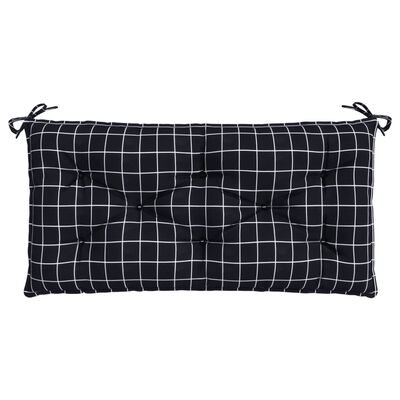 vidaXL Cuscini Panca da Giardino 2pz a Quadri Nero 100x50x7 cm