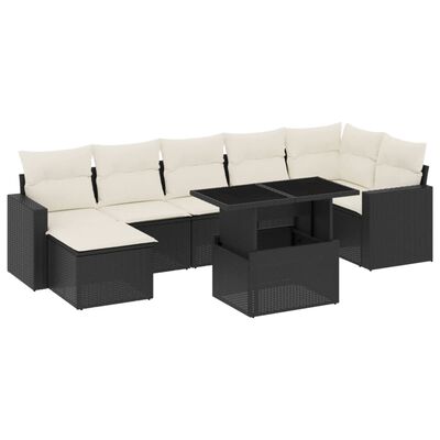 vidaXL Set Divani da Giardino con Cuscini 8 pz Nero in Polyrattan